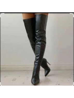 Women's Vintage COLIN STUART Black Leather Sexy Over the Knee Boots Size 6.5